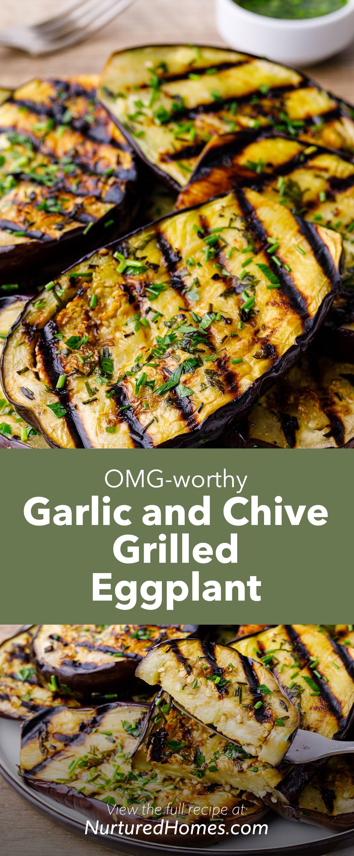 Garlic and Chive Grilled Eggplant