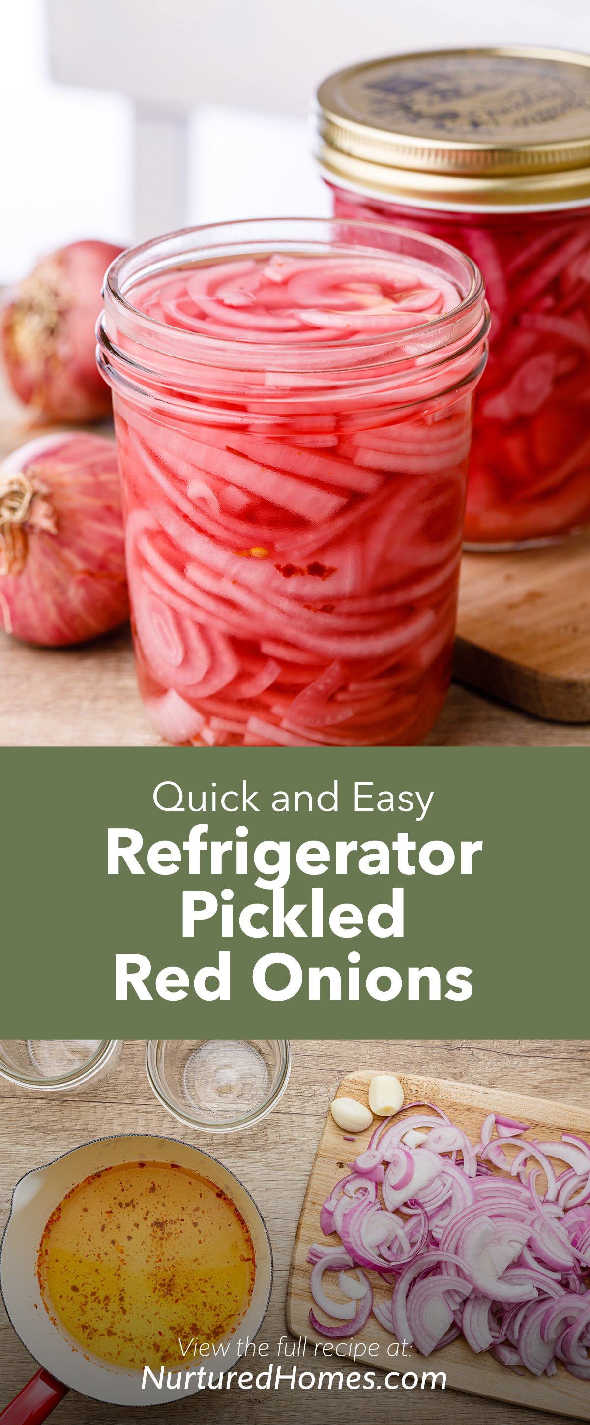 Quick Pickled Red Onions with Apple Cider Vinegar and Garlic