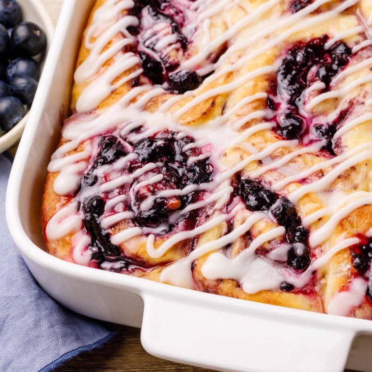 Glazed Blueberry Cinnamon Rolls - Nurtured Homes