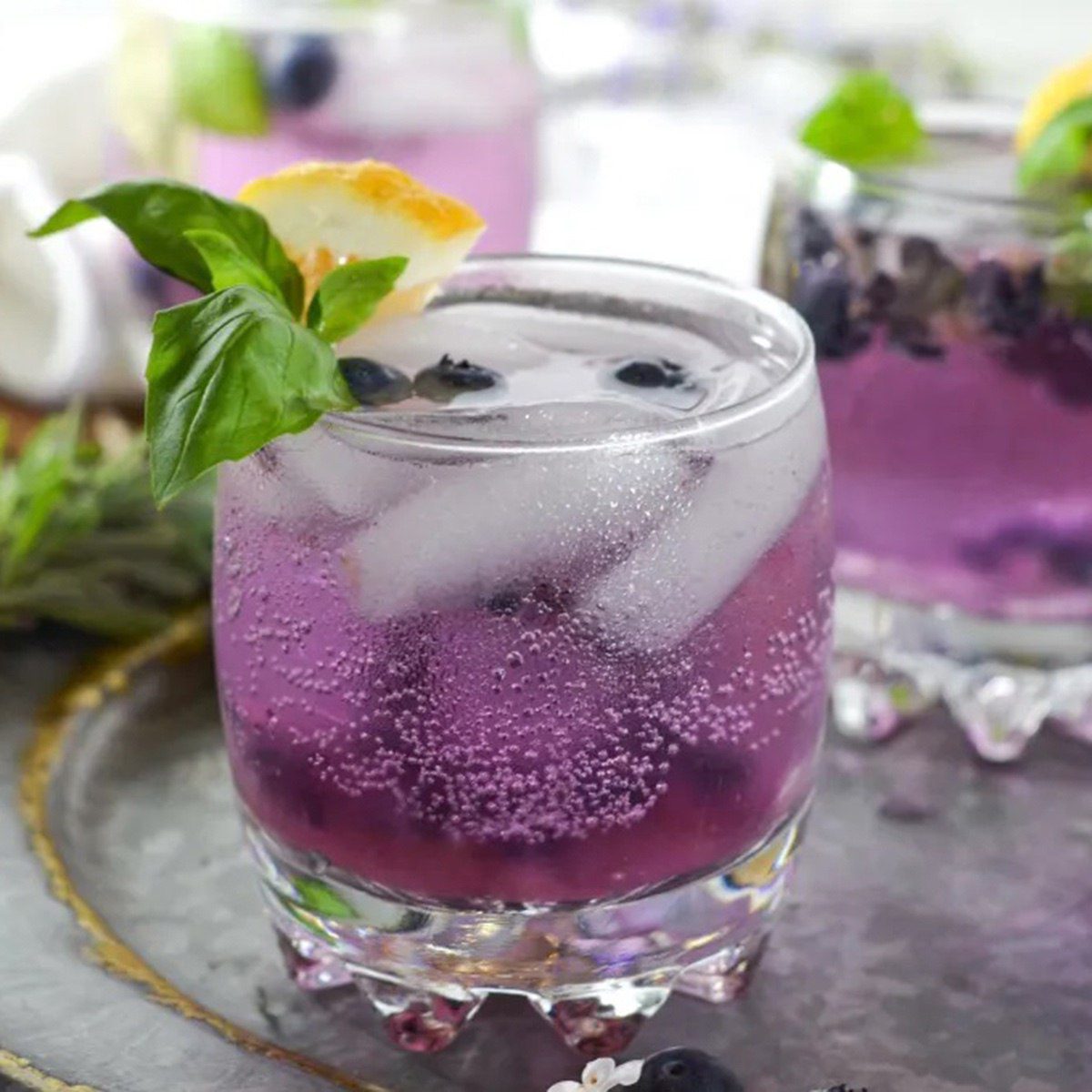 Blueberry Basil Lemon Lavender Mocktail
