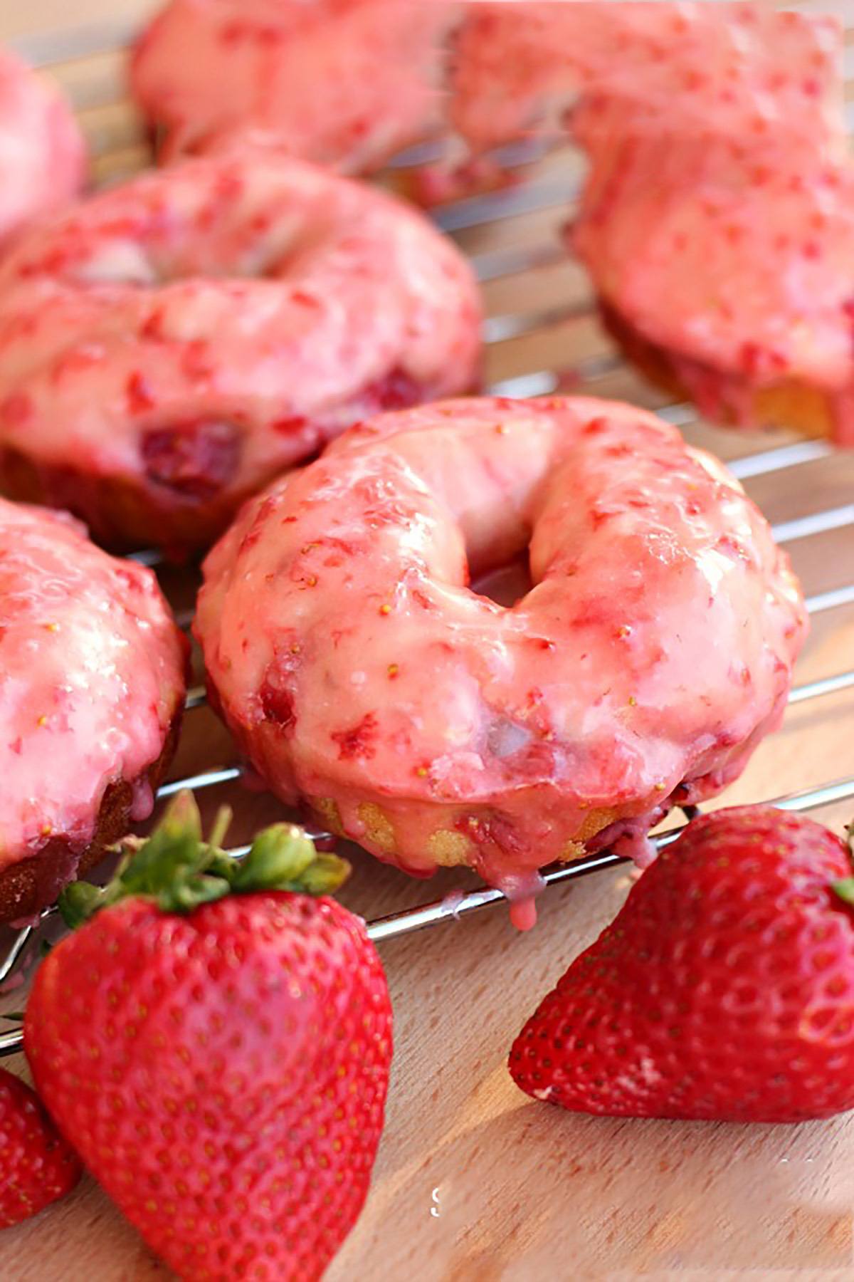 Strawberry Buttermilk Doughnuts