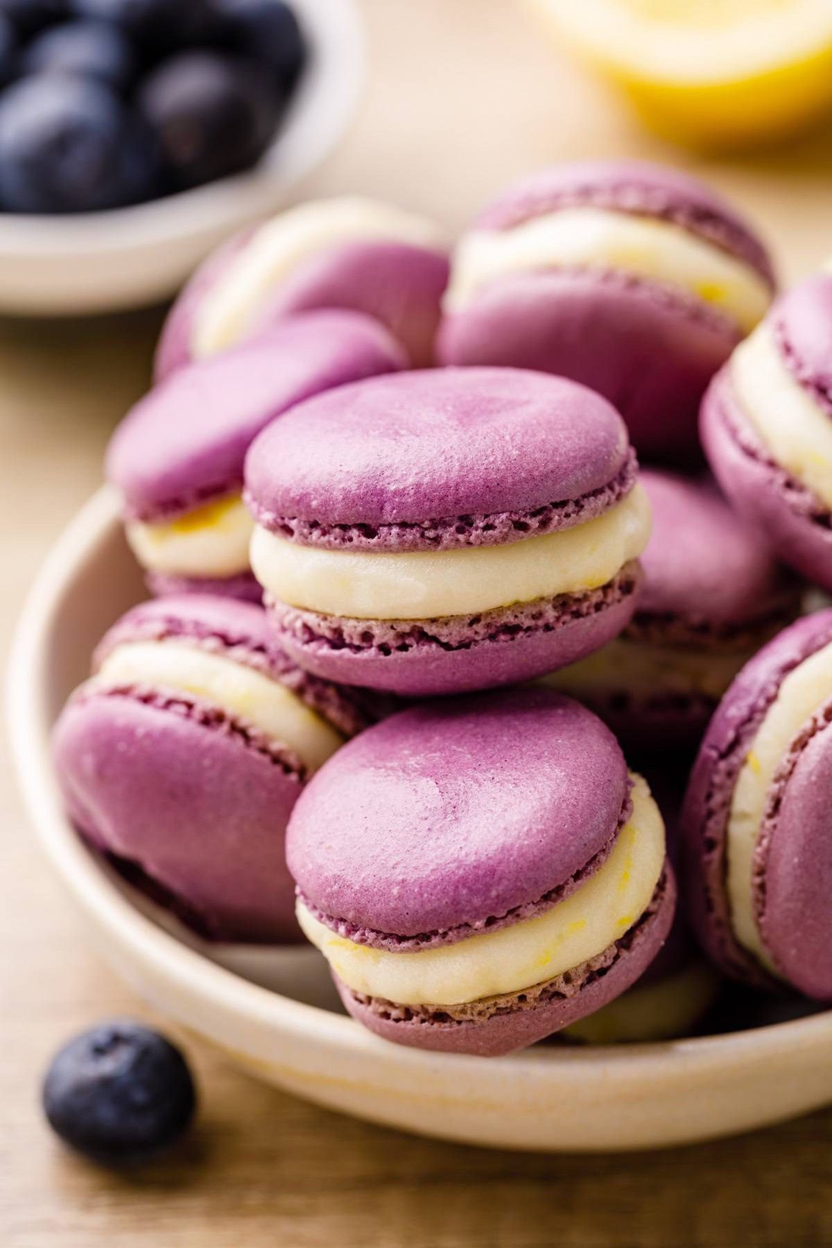 Blueberry Macarons with Lemon Filling