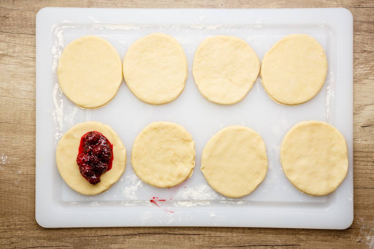 Adding Hand Pie Blackberry Filling