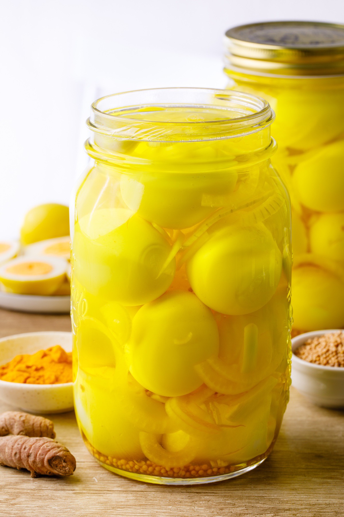 Bread And Butter Pickled Eggs in the jar