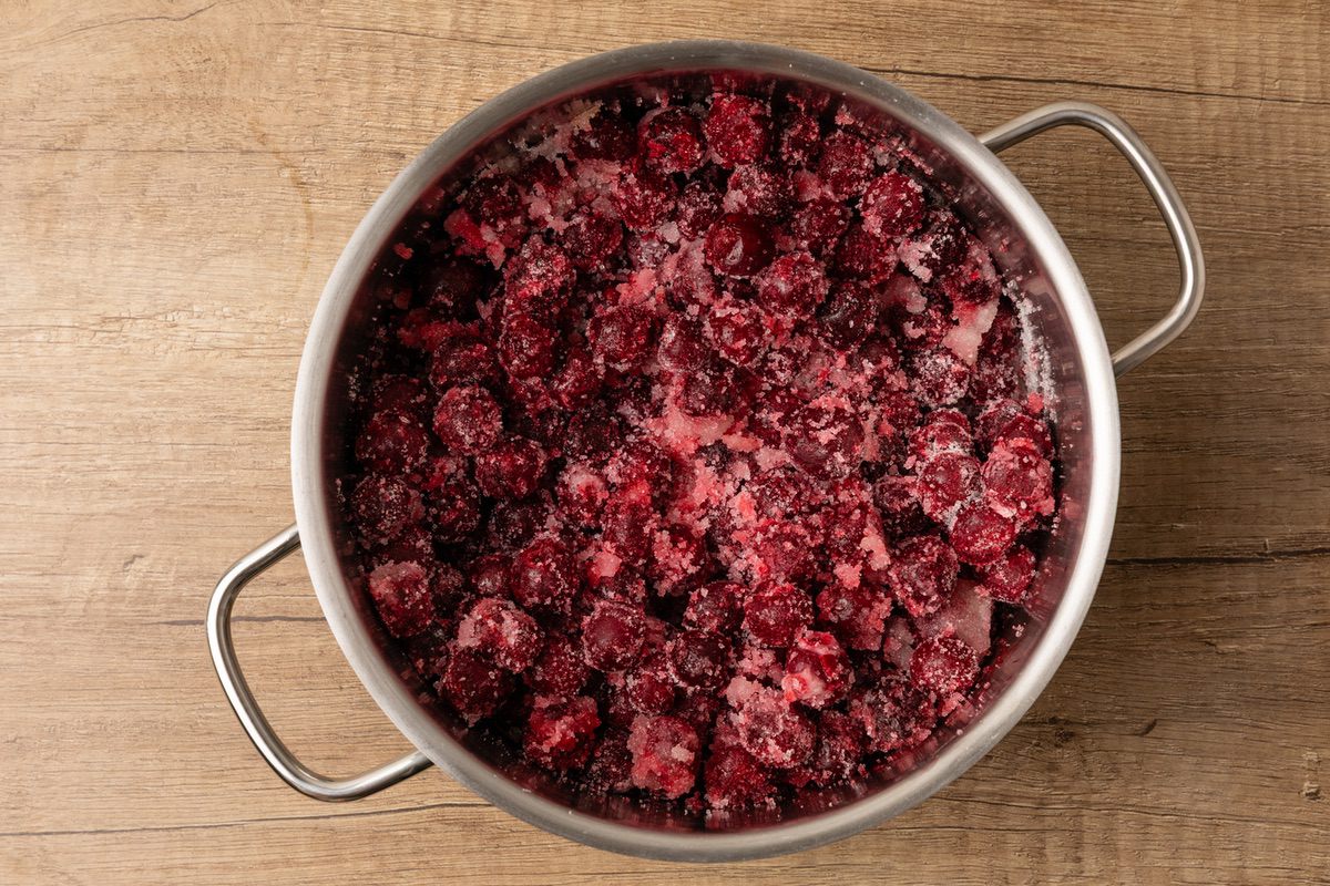 combining the sugar and cherries